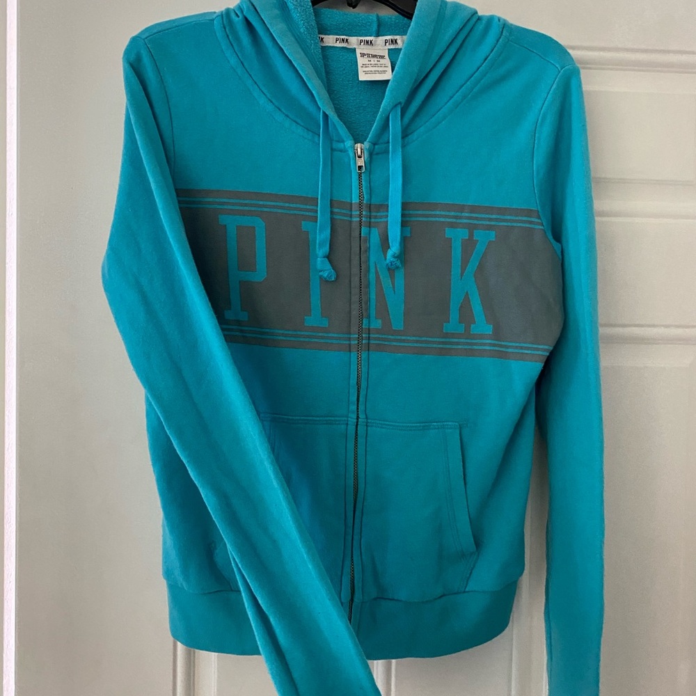 Baby Blue zip up Victoria’s Secret Pink hoodie 2000s adorable VS vintage - Picture 1 of 3
